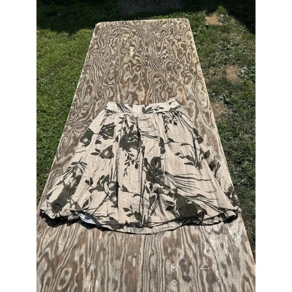 Grace‎ Elements Skirt Cotton Size 10 Floral Tan Brown Gold Floral Spring Zipper